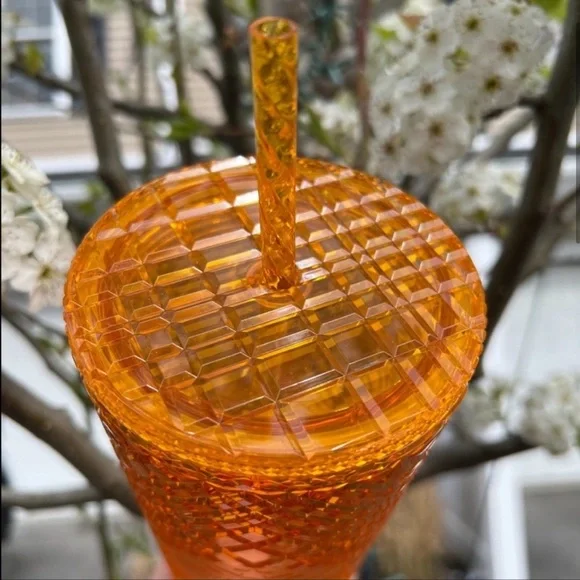 Starbucks Mango Pineapple Jeweled Matte Ombré Gradient Grid Cold Cup Tumbler - Picture 4 of 12